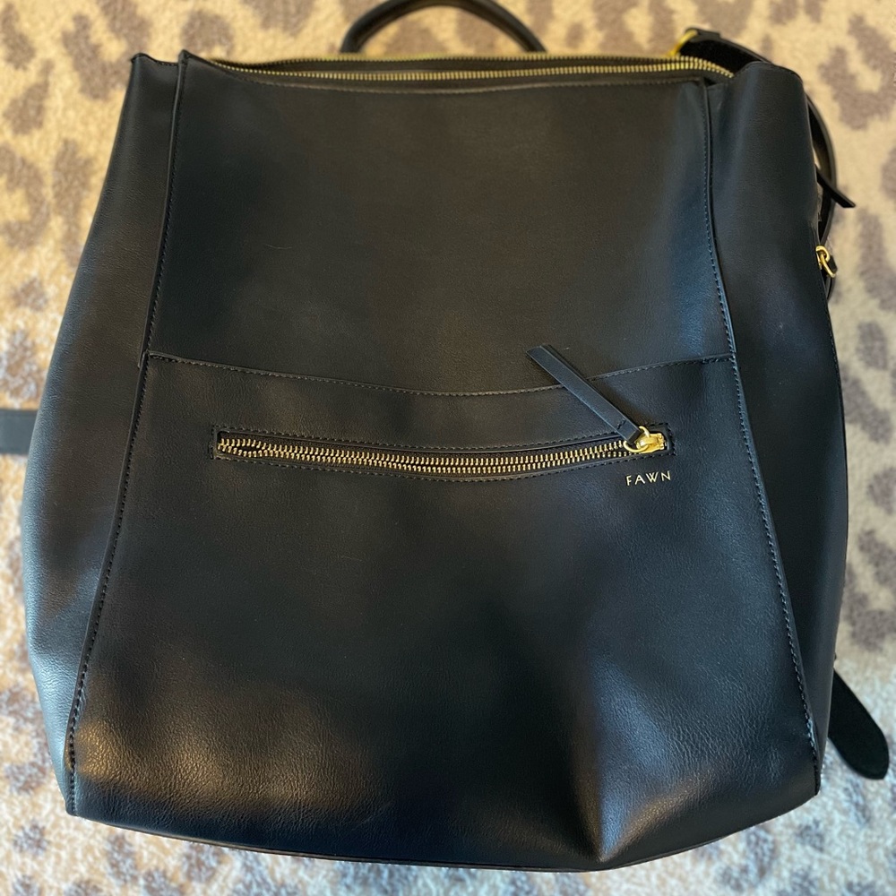 Fawn design black diaper bag